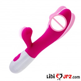 Sexshop Double-Ended Rabbit Dildo Vibrator With Powerful Clitoral Vibration Dildo Dong Adult Toys.